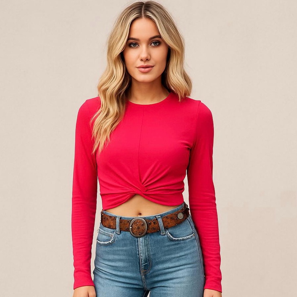 Zara- Hot Pink Twist Front Crop Top size M